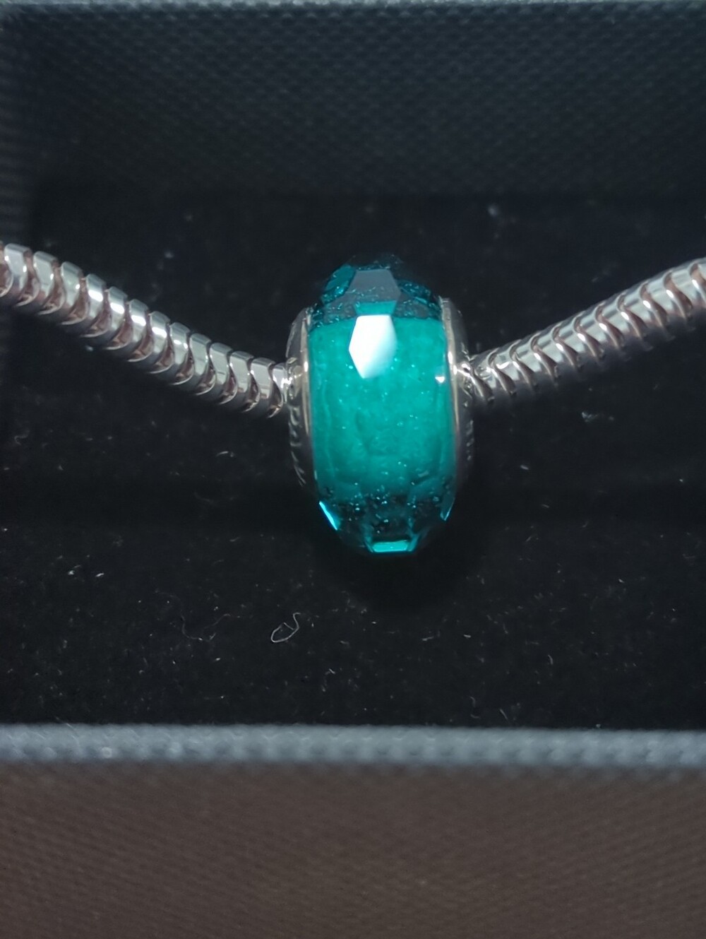 ❤️ EUC PANDORA CHARM GLASS MURANO TEAL 925 ALE